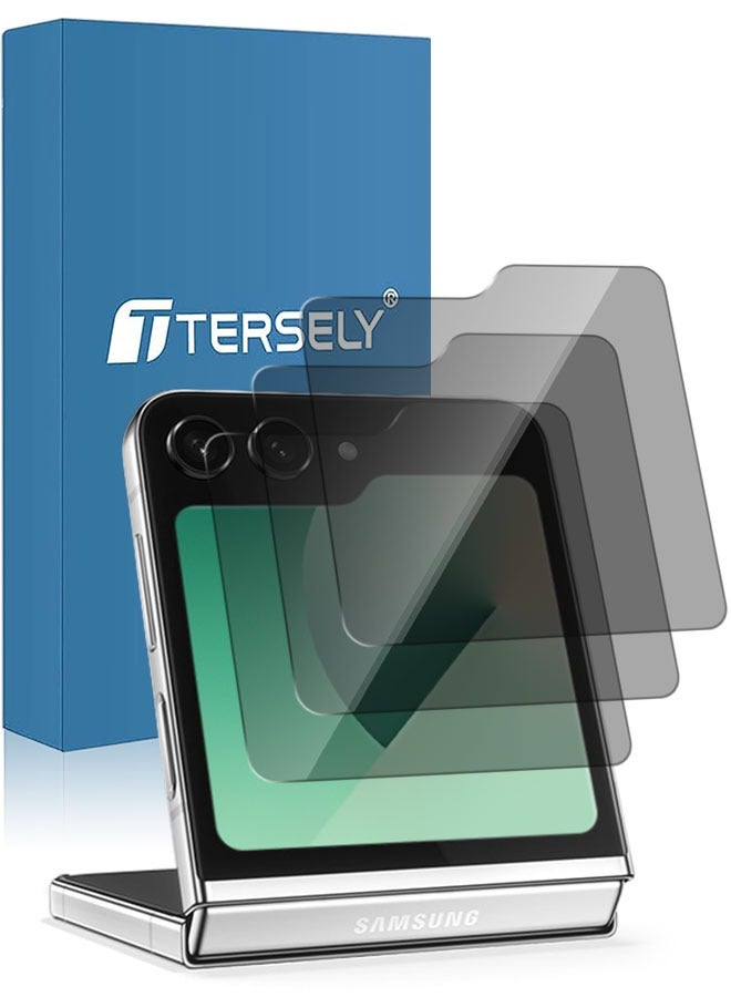 Tersely [3 Pack] 9H Tempered Glass Privacy Front Screen Protector for Samsung Galaxy Z Flip 6 5G (2024), Anti Scratch, Full Cover, Easy Install - Image 1